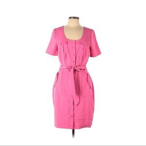 Badgley Mischka Casual Light Weight Summer Dress Button Up Tie at Waist Melon